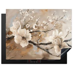 MuchoWow KRYT NA INDUKČNÍ DESKU Květiny - abstraktní - malované - béžové 77x59 cm obraz