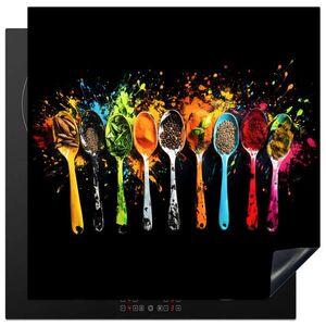 MuchoWow KRYT NA INDUKČNÍ DESKU Lžičky - koření - moderní - graffiti - barva - barevné 78x78 cm obraz