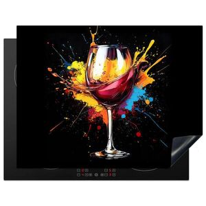 MuchoWow KRYT NA INDUKČNÍ DESKU Víno - sklo - graffiti - nápoj - červená - barva 77x59 cm obraz