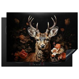 MuchoWow KRYT NA INDUKČNÍ DESKU Jelen - Zvíře - Květiny - Příroda - Botanický 75x52 cm obraz