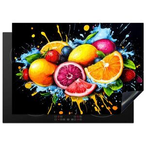 MuchoWow KRYT NA INDUKČNÍ DESKU Ovoce - graffiti - barevné - pomeranč - jahoda - abstraktní 75x52 cm obraz