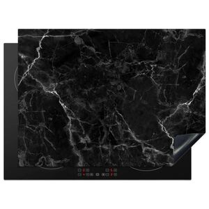 MuchoWow KRYT NA INDUKČNÍ DESKU Mramor - Černá - Bílá - Textura - Mramorový vzhled 71x52 cm obraz