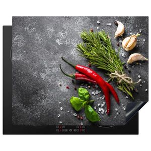 MuchoWow KRYT NA INDUKČNÍ DESKU Pepř - Bylinky - Koření - Beton 65x52 cm obraz