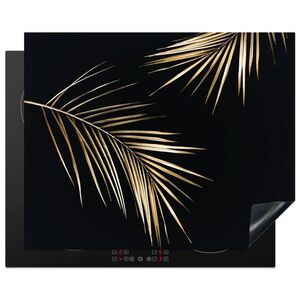 MuchoWow KRYT NA INDUKČNÍ DESKU Listy - Rostliny - Zlato - Černá - Luxusní 65x52 cm obraz