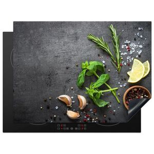 MuchoWow KRYT NA INDUKČNÍ DESKU Limetka - Bylinky - Koření - Zelená - Šedá - Beton 71x52 cm obraz