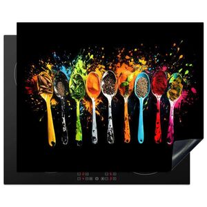 MuchoWow KRYT NA INDUKČNÍ DESKU Lžičky - koření - moderní - graffiti - barva - barevné 65x52 cm obraz