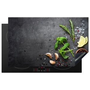 MuchoWow KRYT NA INDUKČNÍ DESKU Limetka - Bylinky - Koření - Zelená - Šedá - Beton 85x52 cm obraz
