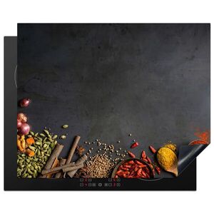 MuchoWow KRYT NA INDUKČNÍ DESKU Bylinky - Potraviny - Koření - Černá - Paprika - Skořice 65x52 cm obraz