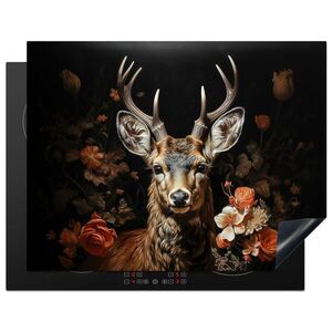 MuchoWow KRYT NA INDUKČNÍ DESKU Jelen - Zvíře - Květiny - Příroda - Botanický 77x59 cm obraz