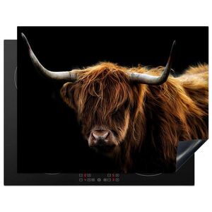 MuchoWow KRYT NA INDUKČNÍ DESKU Skotský horal - Rohy - Černá - Zvířata - Příroda - Divoká - Kráva 77x59 cm obraz