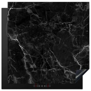 MuchoWow KRYT NA INDUKČNÍ DESKU Mramor - Černá - Bílá - Textura - Mramorový vzhled 78x78 cm obraz
