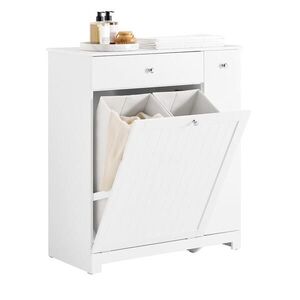 SoBuy KOUPELNOVÁ SKŘÍŇKA S KOŠEM NA PRÁDLO a 1 zásuvkou Bílá 78x38x90cm Nordický obraz