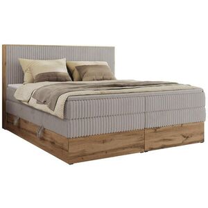 MKS POSTEL BOXSPRING WOOD CLASSIC KING 140/200 - Světle šedá Manšestr - H3 obraz