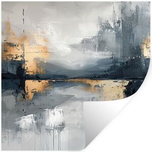 MuchoWow SAMOLEPKA NA ZEĎ Umění - šedá - zlatá - abstraktní 50x50 cm obraz