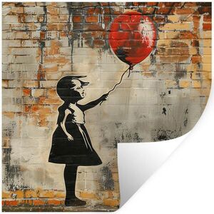 MuchoWow SAMOLEPKA NA ZEĎ Graffiti - Banksy - Dívka - Street art 50x50 cm obraz