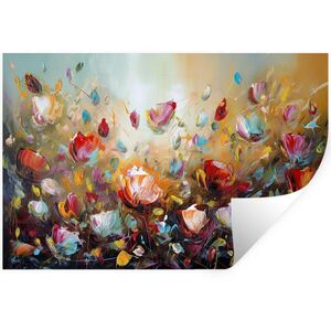 MuchoWow SAMOLEPKA NA ZEĎ Květiny - Umění - Příroda - Olejomalba 60x40 cm obraz