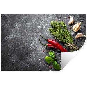 MuchoWow SAMOLEPKA NA ZEĎ Pepř - Bylinky - Koření - Beton 120x80 cm obraz