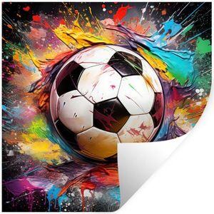 MuchoWow SAMOLEPKA NA ZEĎ Fotbal - barva - barvy - černá - bílá 50x50 cm obraz