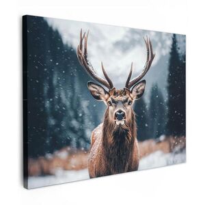 MuchoWow OBRAZ NA PLÁTNĚ Jeleni - Zvířata - Krajina - Zima - Sníh 40x30 cm obraz