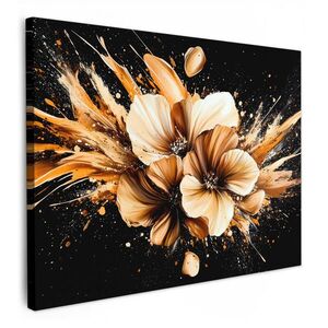 MuchoWow OBRAZ NA PLÁTNĚ Květiny - Zlatá - Graffiti - Černá - Abstraktní 80x60 cm obraz