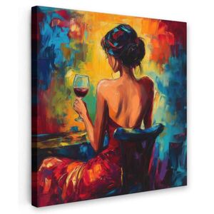 MuchoWow OBRAZ NA PLÁTNĚ Víno - Žena - Atmosférické - Barevné 20x20 cm obraz