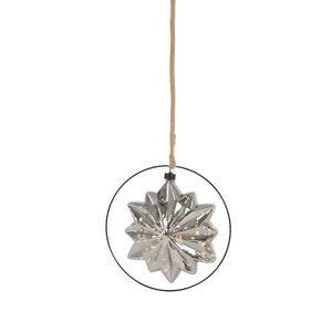 ECD-Germany LED VÁNOČNÍ HVĚZDA Ø 18 cm 40 LED teplá bílá šedá 80 cm lanko/kovový kroužek obraz
