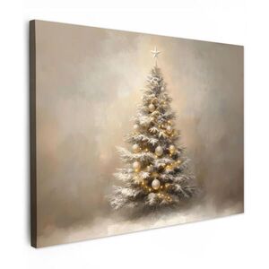MuchoWow OBRAZ NA PLÁTNĚ Vánoce - Vánoční stromek - Sníh - Umění 80x60 cm obraz