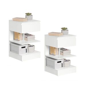 SoBuy SADA 2 NOČNÍCH STOLKŮ s 1 zásuvkou Bílá 39x39x65cm Minimalistický obraz
