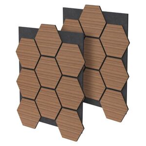 ML-DESIGN AKUSTICKÝ PANEL z pravého dřeva, sada 2 ks, teak, šestiúhelník obraz