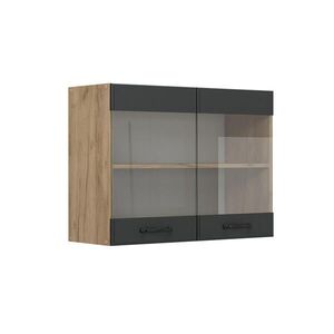 Vicco SKLENĚNÁ KUCHYŇSKÁ SKŘÍŇKA R-Line Antracitový venkovský dům 80 cm obraz