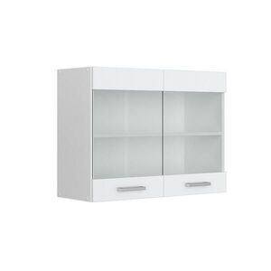 Vicco SKLENĚNÁ KUCHYŇSKÁ SKŘÍŇKA R-Line Bílá vysoký lesk 80 cm obraz