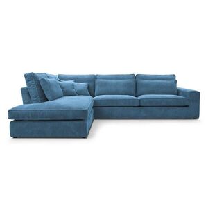 Beautysofa ROHOVÁ pohovka Parma bez funkce spaní, manšestrová látka, modrá, levá obraz