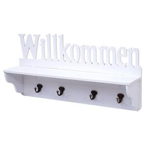 MCW NÁSTĚNNÁ SKŘÍŇ WILLKOMMEN 4 HÁČKY Čistě bílá obraz