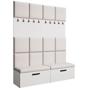 Beautysofa PŘEDSÍŇOVÁ sestava Margaret I+I 162/203/43 s čalouněnými panely a botníkem, bílá obraz