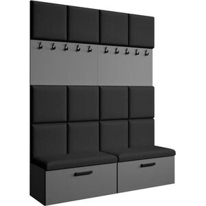 Beautysofa PŘEDSÍŇOVÁ sestava Margaret I+I 162/203/43 s čalouněnými panely a botníkem, grafitová obraz