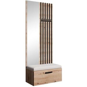 Beautysofa PŘEDSÍŇOVÁ sestava Margaret II 81/203/43 s lamelami a zrcadlem, dub artisan|černá obraz