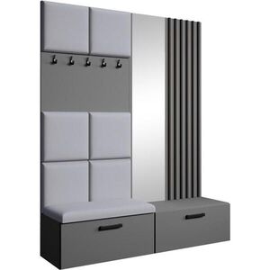 Beautysofa PŘEDSÍŇOVÁ sestava Margaret I+II 162/203/43 s čalouněnými panely / lamelami / zrcadlem, grafitová|černá obraz