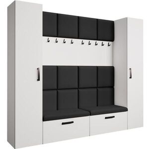 Beautysofa PŘEDSÍŇOVÁ sestava Margaret XL 242/203/43 s čalouněnými panely a botníkem, bílá obraz