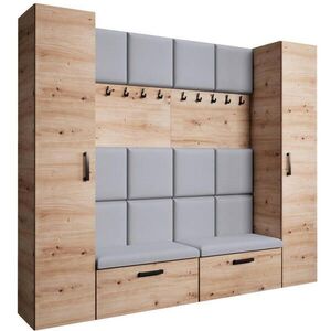 Beautysofa PŘEDSÍŇOVÁ sestava Margaret XL 242/203/43 s čalouněnými panely a botníkem, dub artisan obraz
