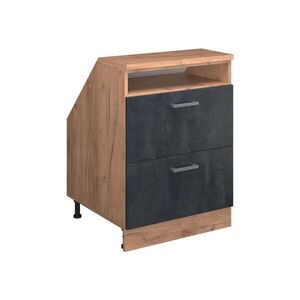 Vicco ŠIKMÁ SKŘÍŇ Rion Černý beton 60 x 81.6 cm se 2 zásuvkami, korpus skříně hloubka 60 cm obraz
