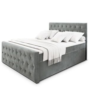 MASSENO AMERICKÁ POSTEL FONDI 140x200 cm, s matrací a úložným prostorem, světle šedá obraz