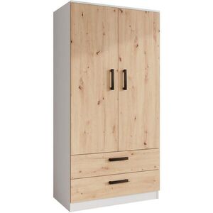 Beautysofa ŠATNÍ SKŘÍŇ Trend se 3 zásuvkami, bílá / dub Artisan obraz