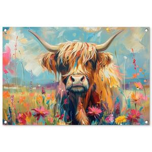 OnlyWow ZAHRADNÍ PLAKÁT Skotský horal - Příroda - Barevné - Květiny 90x60 cm obraz