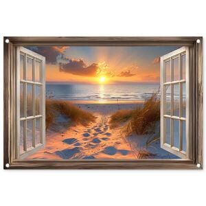 OnlyWow ZAHRADNÍ PLAKÁT Průhled - Pláž - Duny - Západ slunce 90x60 cm obraz