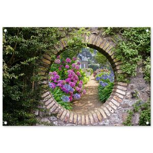 OnlyWow ZAHRADNÍ PLAKÁT Průhled - Květiny - Hortenzie - Léto 90x60 cm obraz