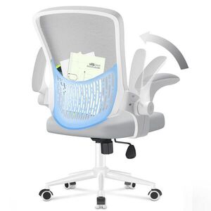 Rattantree ERGONOMICKÁ-KANCELÁŘSKÁ-ŽIDLE, sklápěcí opěrky na ruce, středně vysoké opěradlo, bederní opěrka – Šedá obraz