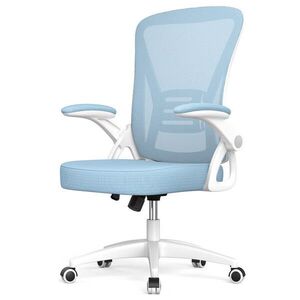 Rattantree KANCELÁŘSKÁ-OTOČNÁ-ŽIDLE ergonomická, středně vysoké opěradlo, sklápěcí opěrky na ruce – Světle modrá obraz