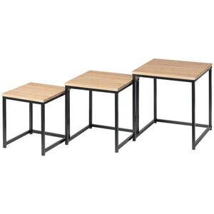 MID.YOU SADA ODKLÁDACÍCH STOLKŮ, přírodní barvy, černá, kov, kompozitní dřevo, obraz