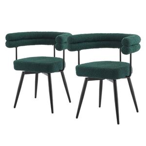ML-DESIGN JÍDELNÍ ŽIDLE otočné, sada 2 ks, tmavě zelená látka Teddy obraz