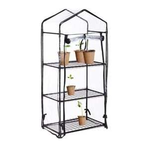 Relaxdays SKLENÍK Černý Transparentní 3 úrovně PVC 126 cm obraz